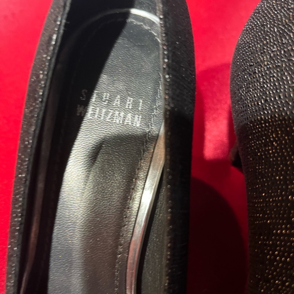 Stuart Weitzman Black Textured Heels Pinot black dressy 7.5 - Picture 3 of 6